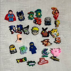Superhero and Cartoon Character Shoe Charms Set